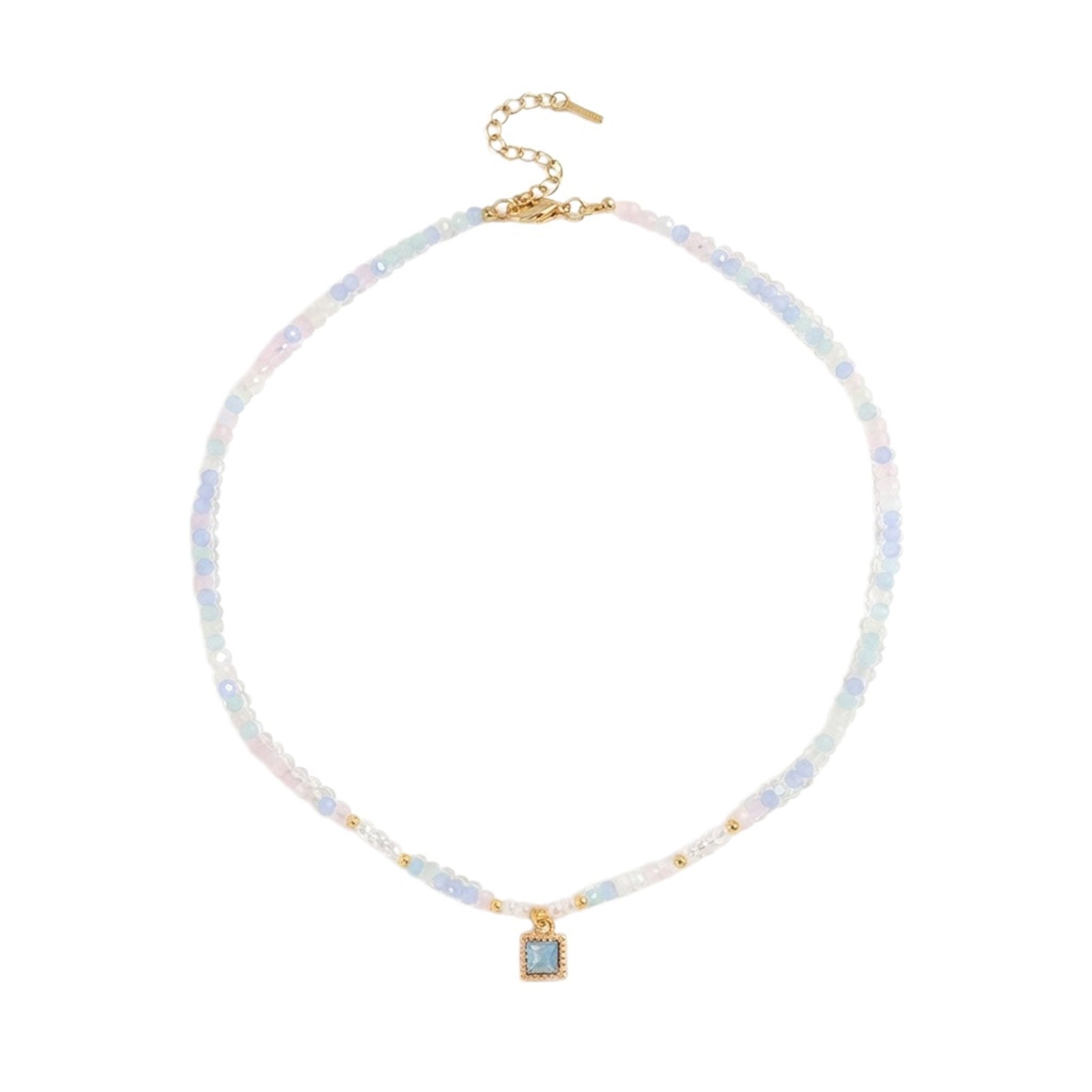 Blue Purple Faux Crystal Necklace with imitation crystal details | NA561-03 | image 1