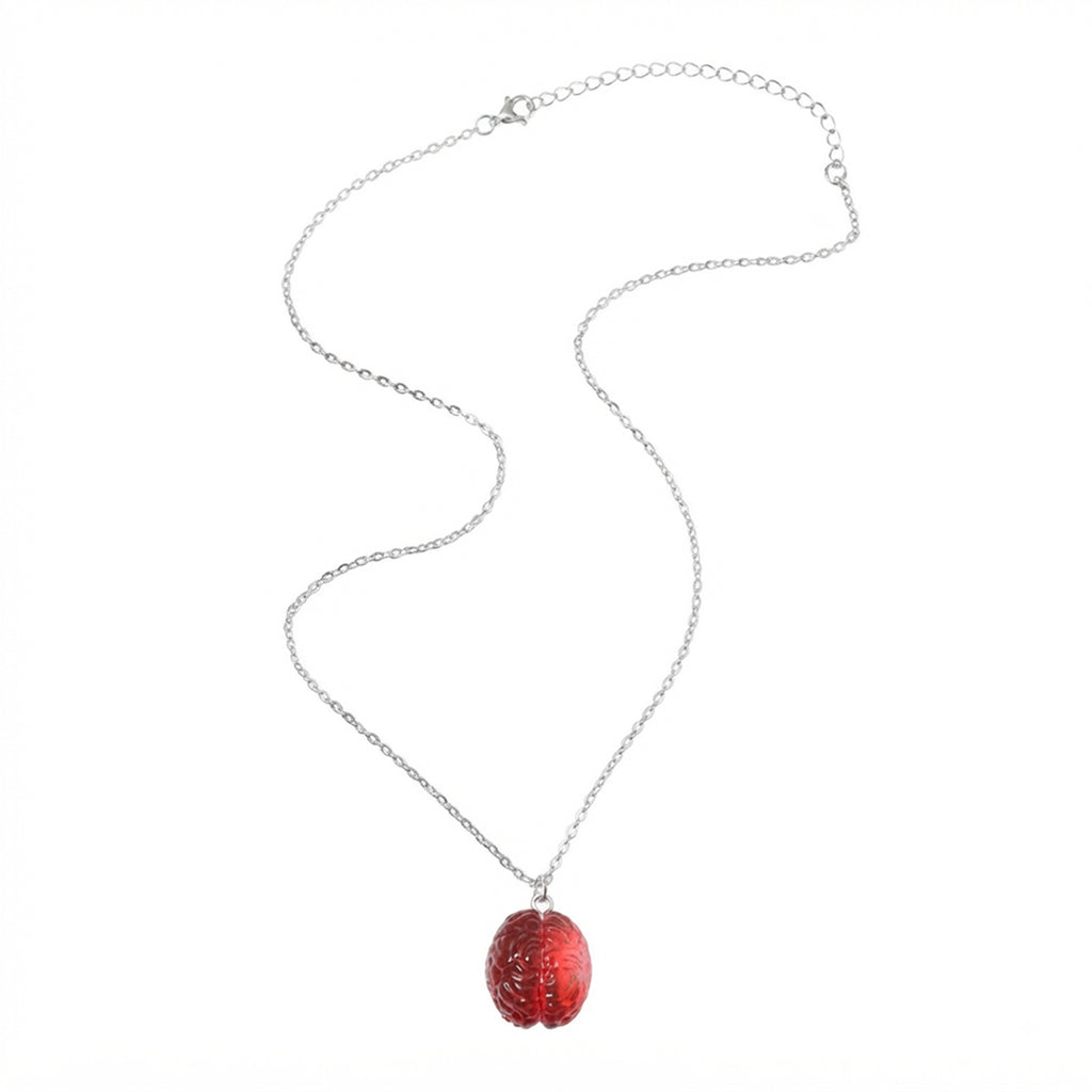 Red Brain Pendant Necklace with plastic components | NA721-01 | image 1