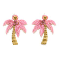 Palm tree beaded drop earrings with sparkling details | ERA647-02 | image 1