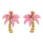Palm tree beaded drop earrings with sparkling details | ERA647-02 | image 1