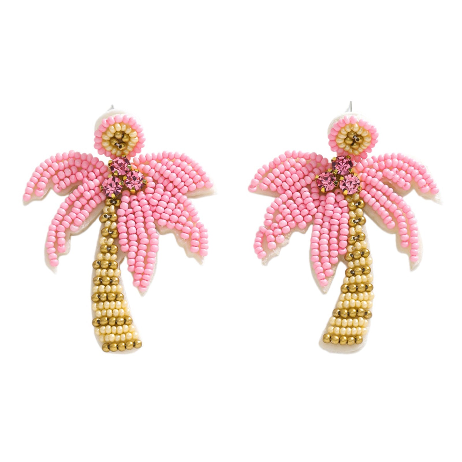 Palm tree beaded drop earrings with sparkling details | ERA647-02 | image 1