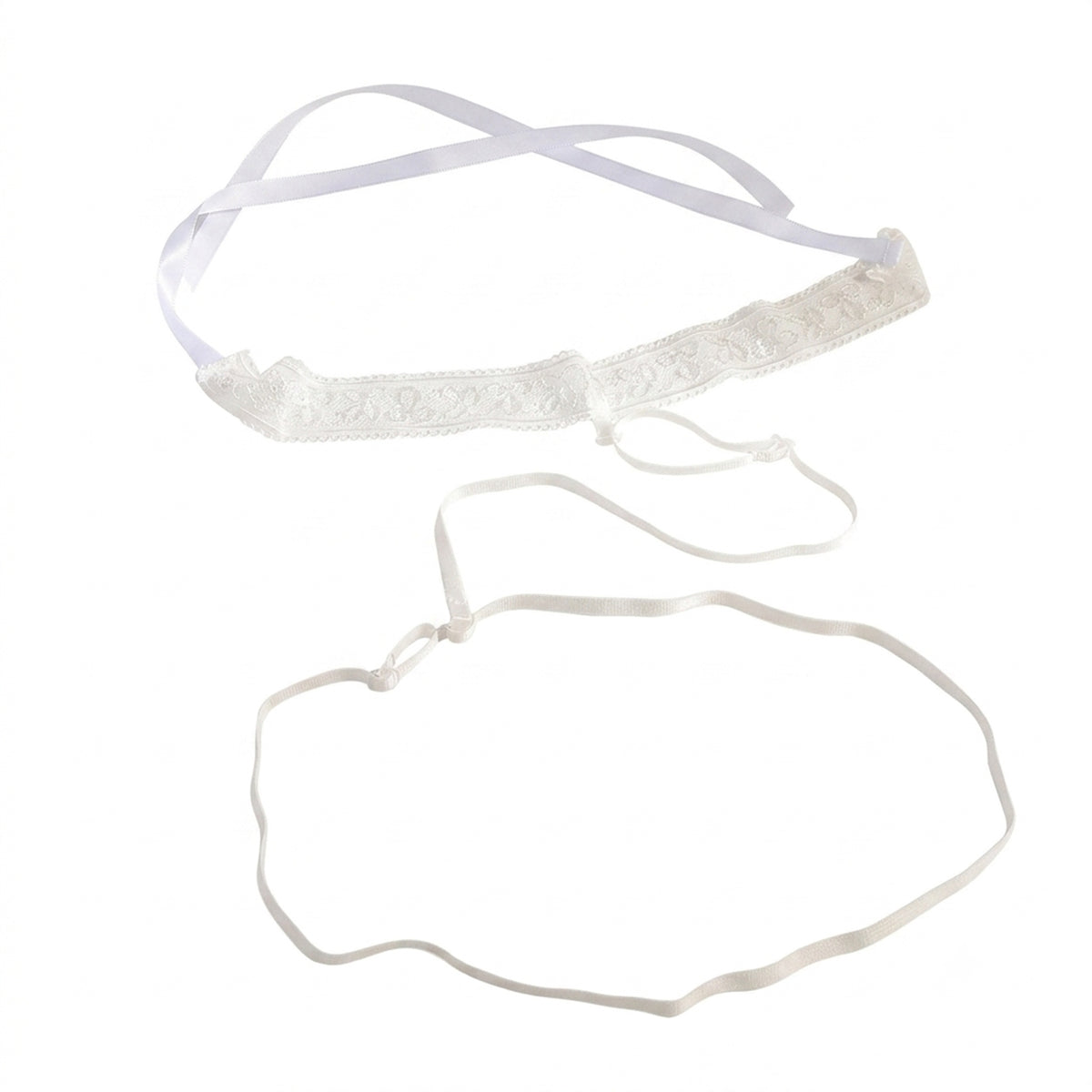 White Lace Garter Body Chain with polyester straps | BCN0759-01 | image 1