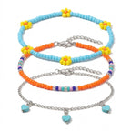 Heart Bead Chain Anklet Set with zinc alloy details | JL7225-01 | image 1