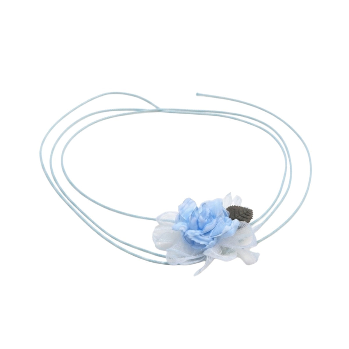 Blue Flower Cord Necklace with polyester fabric | NA798-02 | image 1