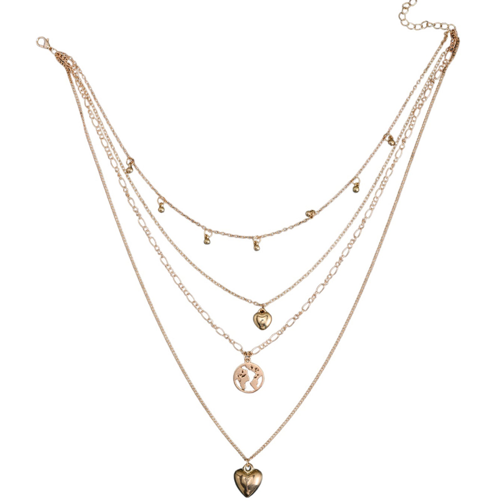 Gold-Tone Heart Layered Necklace with zinc-alloy hardware | NA477-01 | image 1