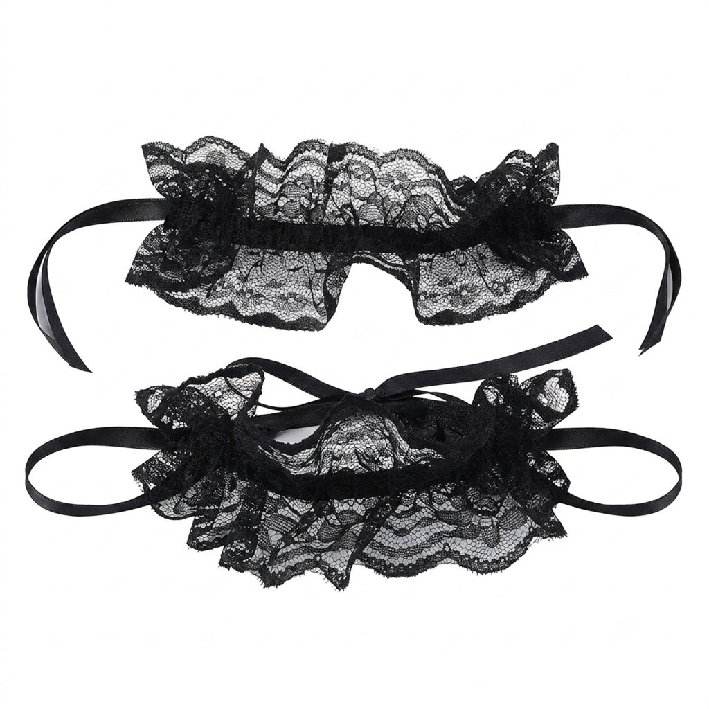 Black Lace Tie Anklet with polyester details | JL7373-01 | image 1