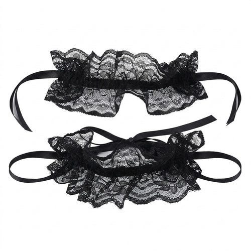 Black Lace Tie Anklet with polyester details | JL7373-01 | image 1