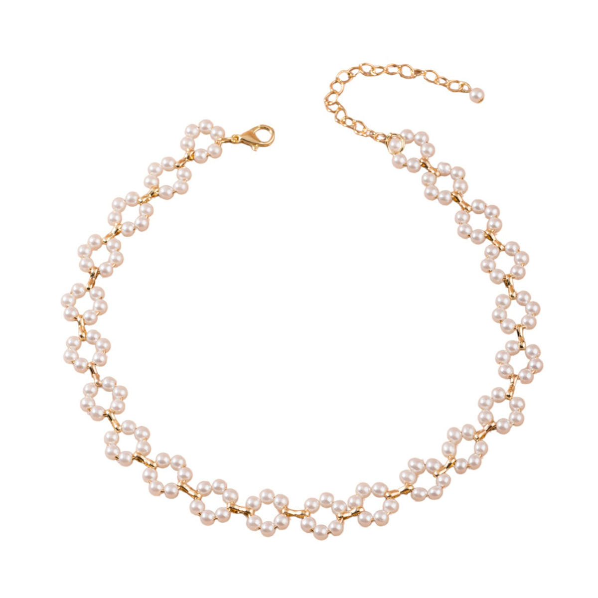 Gold-Tone Pearl Flower Necklace with zinc-alloy hardware | NA422-01 | image 1