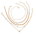Faux Pearl Heart Layered Anklet Set with copper and plastic details | JL7433-01 | image 1