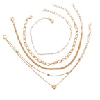 Faux Pearl Heart Layered Anklet Set with copper and plastic details | JL7433-01 | image 1
