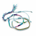 Blue braided three-piece bracelet set with adjustable pull cords | BRA574-01 | image 1