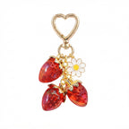 Triple strawberry heart keychain with translucent accents | KCA064-01 | image 1