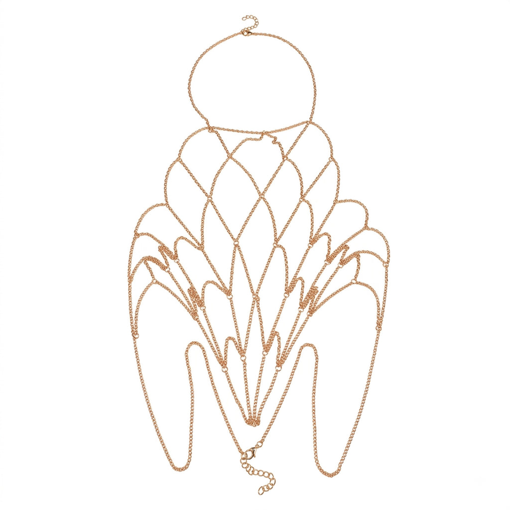 Gold-Tone Mesh Costume Body Chain with zinc-alloy details | BCN0200-02 | image 1