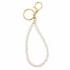 Irregular faux pearl keychain with beaded strand | KCA057-01 | image 1