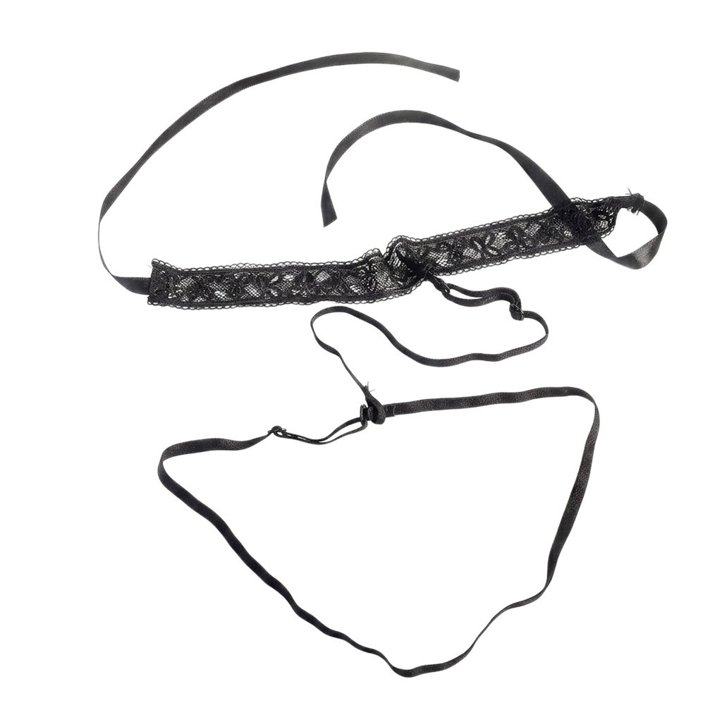 Black Lace Garter Body Chain with polyester straps | BCN0759-02 | image 1