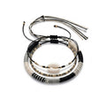 Black braided three-piece bracelet set with adjustable pull cords | BRA570-01 | image 1