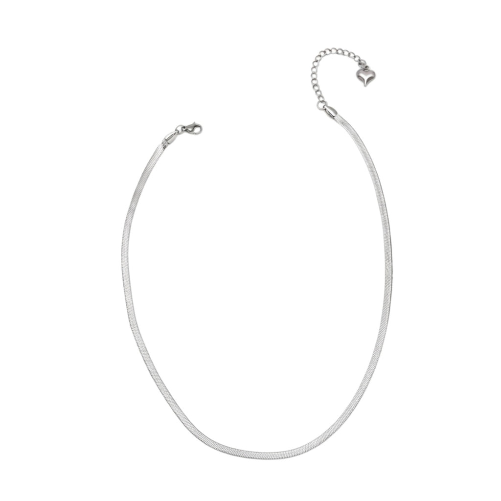 Silver-Tone Flat Snake Chain Necklace with zinc-alloy hardware | NA695-01 | image 1