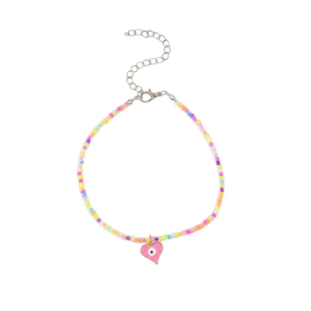Multicolor Beaded Heart Eye Anklet with polyester details | JL7358-01 | image 1