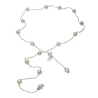 Silver-Tone Fine Faux Pearl Waist Chain with faux pearl details | BCN0267-02 | image 1