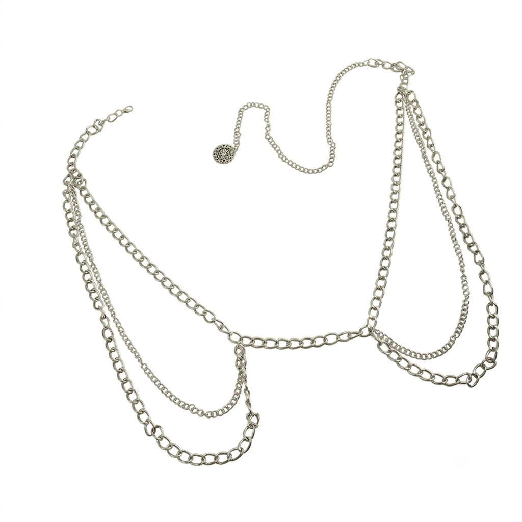 Silver-Tone Chunky Tassel Waist Chain with zinc-alloy details | BCN0239-02 | image 1