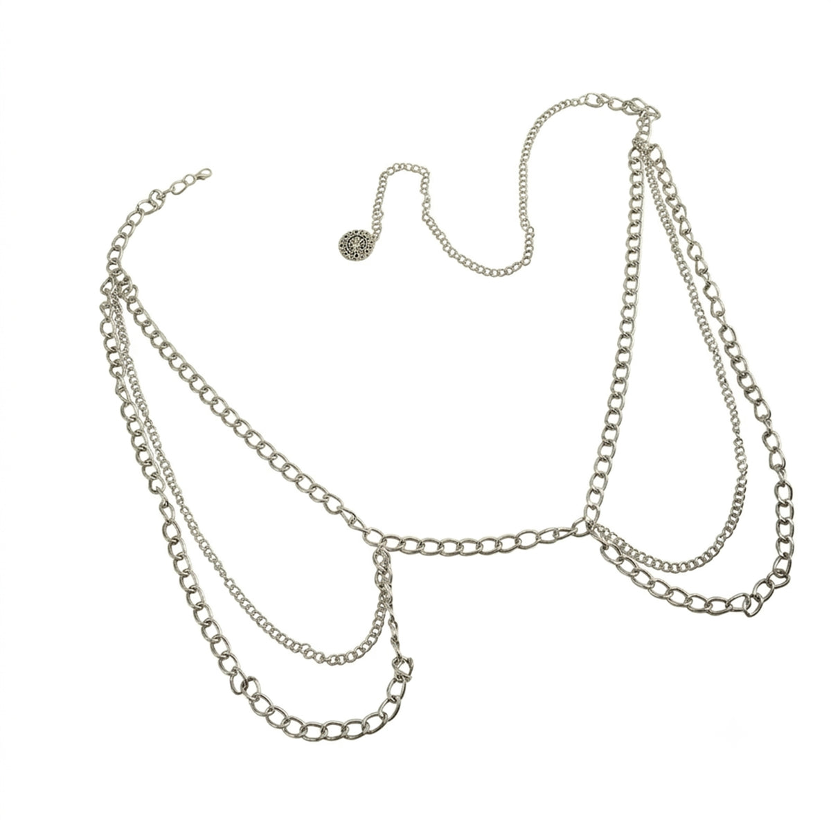 Silver-Tone Chunky Tassel Waist Chain with zinc-alloy details | BCN0239-02 | image 1