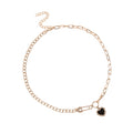 Silver-Tone Black Heart Necklace with zinc-alloy hardware | NA609-01 | image 1