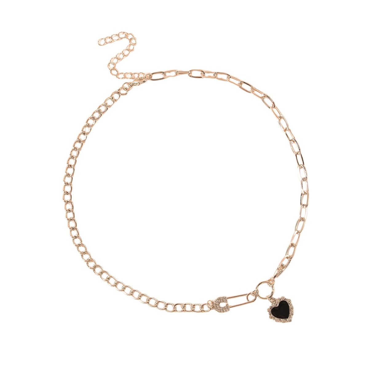 Silver-Tone Black Heart Necklace with zinc-alloy hardware | NA609-01 | image 1