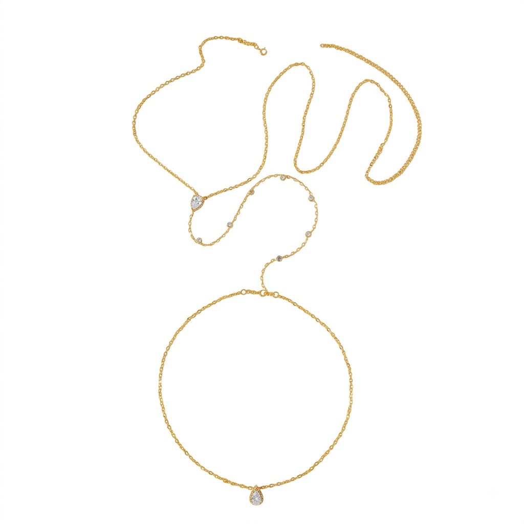 Gold-Tone Crystal Body Chain with zinc-alloy details | BCN0397-01 | image 1