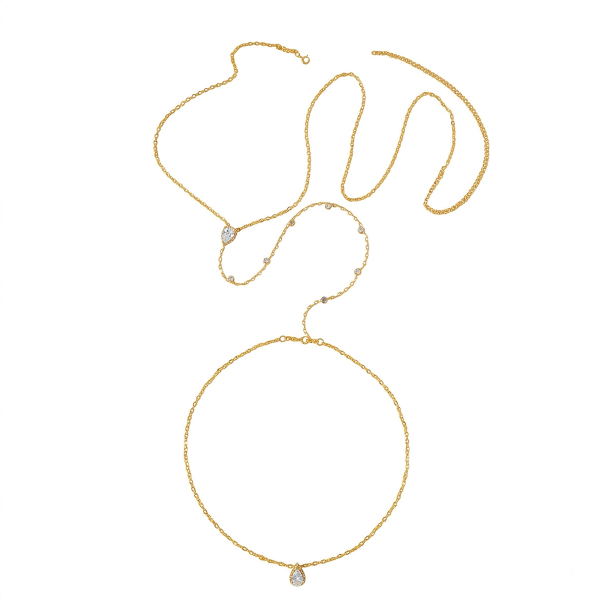 Gold-Tone Crystal Body Chain with zinc-alloy details | BCN0397-01 | image 1