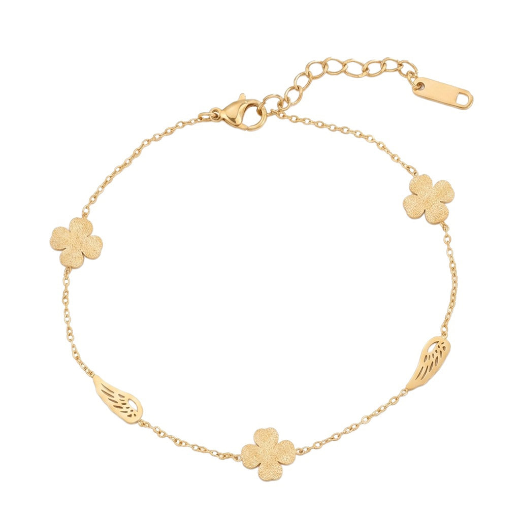 Four-Leaf Clover Wing Anklet with stainless steel details | JL7434-01 | image 1