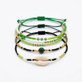 Green braided three-piece bracelet set with adjustable pull cords | BRA580-01 | image 1