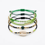 Green braided three-piece bracelet set with adjustable pull cords | BRA580-01 | image 1