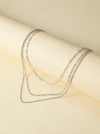 Silver-Tone Triple Chain Necklace with zinc-alloy hardware | NA501-01 | image 2