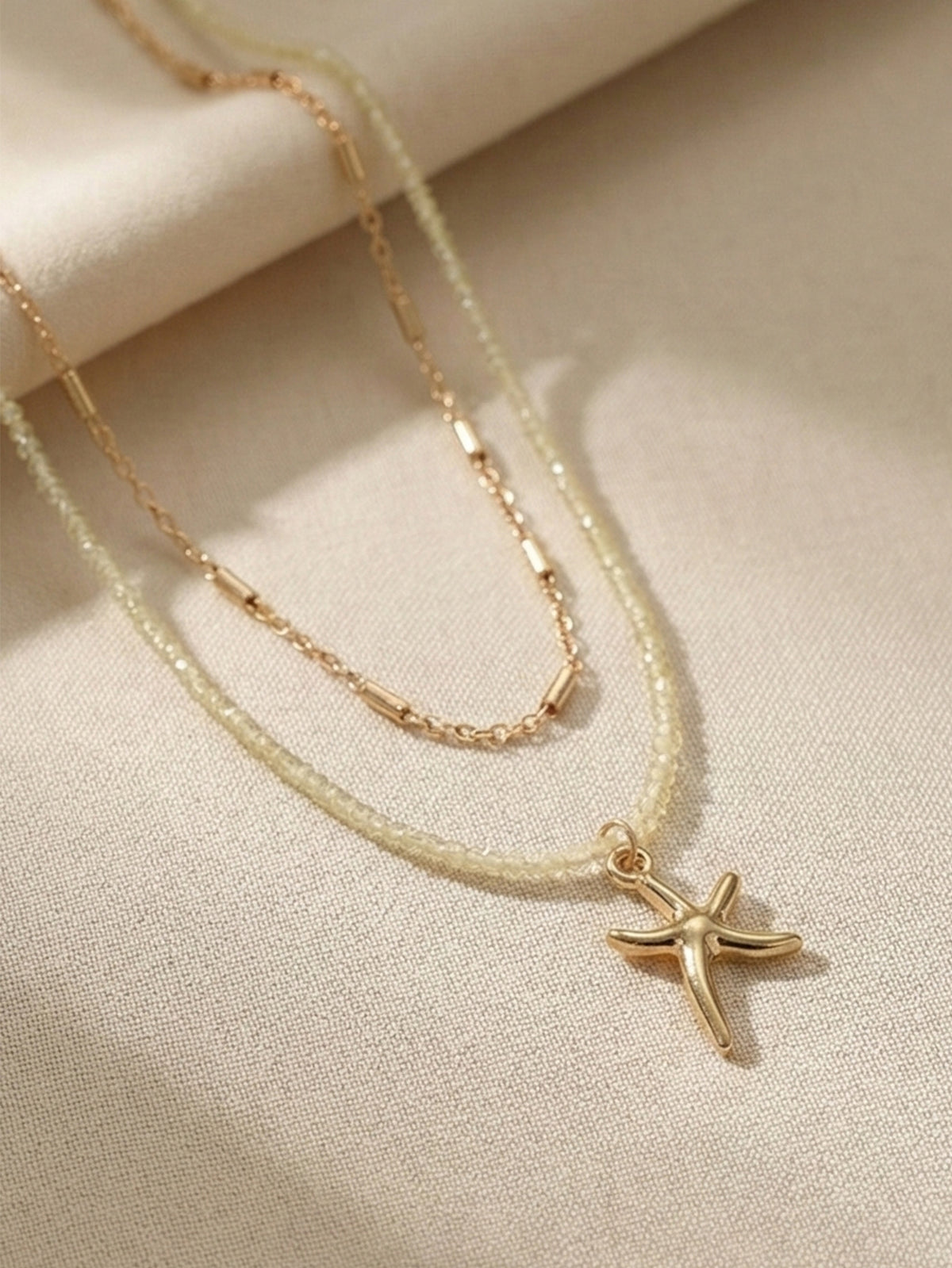 Gold-Tone Starfish Necklace Set with glass and zinc-alloy details | NA211-01 | image 2