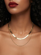 Gold-Tone Double Chain Necklace with zinc-alloy hardware | NA894-02 | image 2