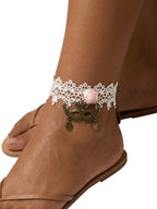 White Lace Veil Charm Anklet with lace details | JL7118 | image 2