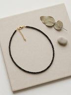 Black Crystal Beaded Necklace with faux crystal beads | NA934-01 | image 2