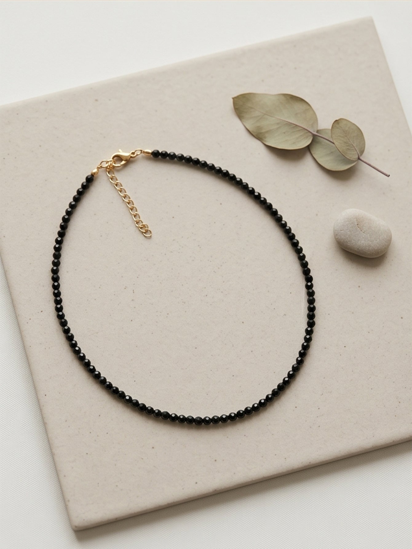 Black Crystal Beaded Necklace with faux crystal beads | NA934-01 | image 2