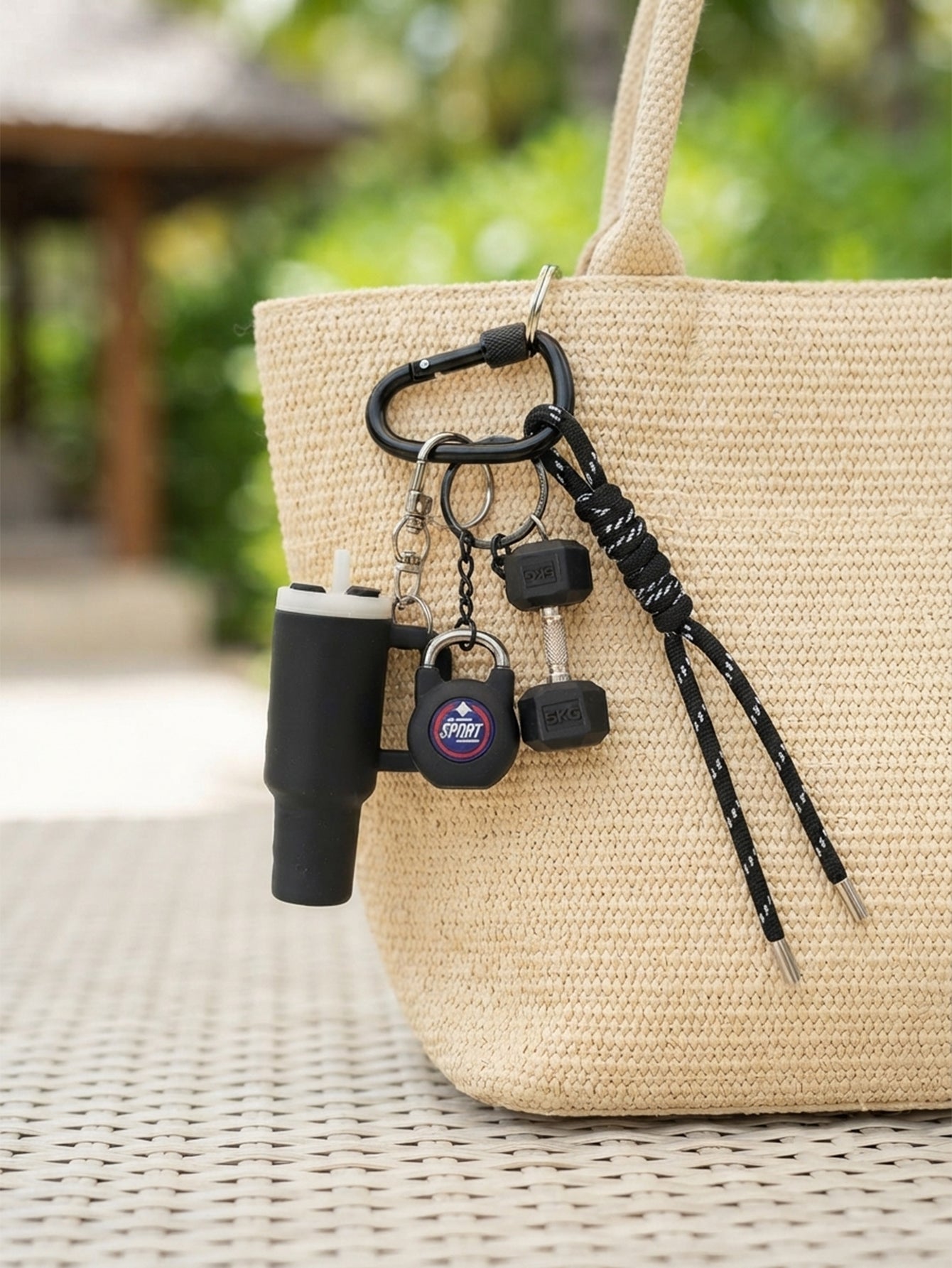 Black braided cord keychain set accessory | KCA085-03 | image 2