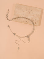 Silver-Tone Four-Point Star Necklace with zinc-alloy hardware | NA620-01 | image 2