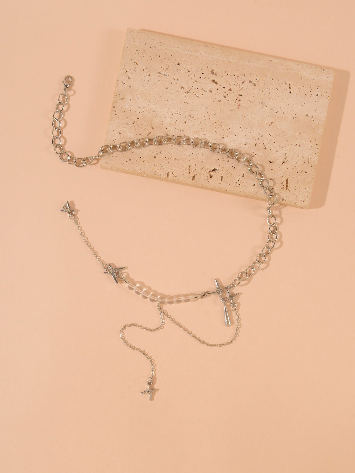 Silver-Tone Four-Point Star Necklace with zinc-alloy hardware | NA620-01 | image 2