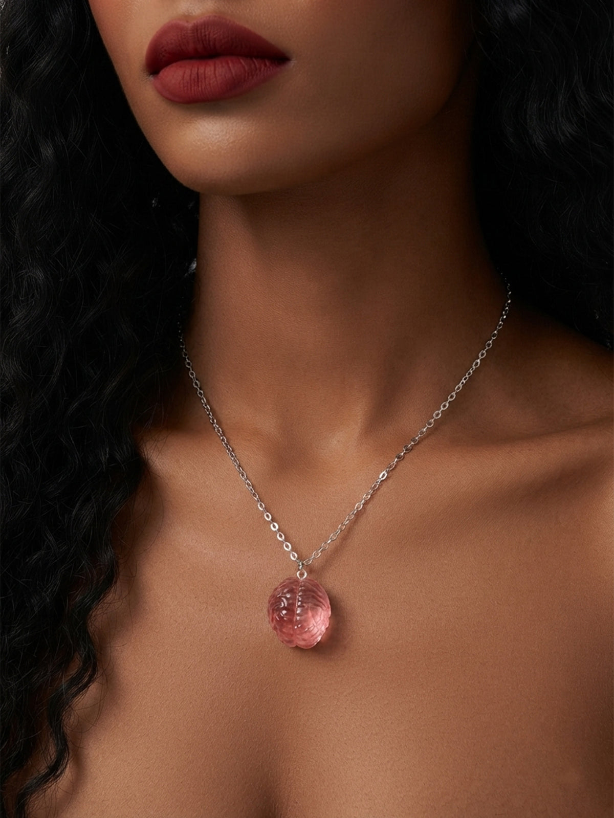 Red Brain Pendant Necklace with plastic components | NA721-01 | image 2