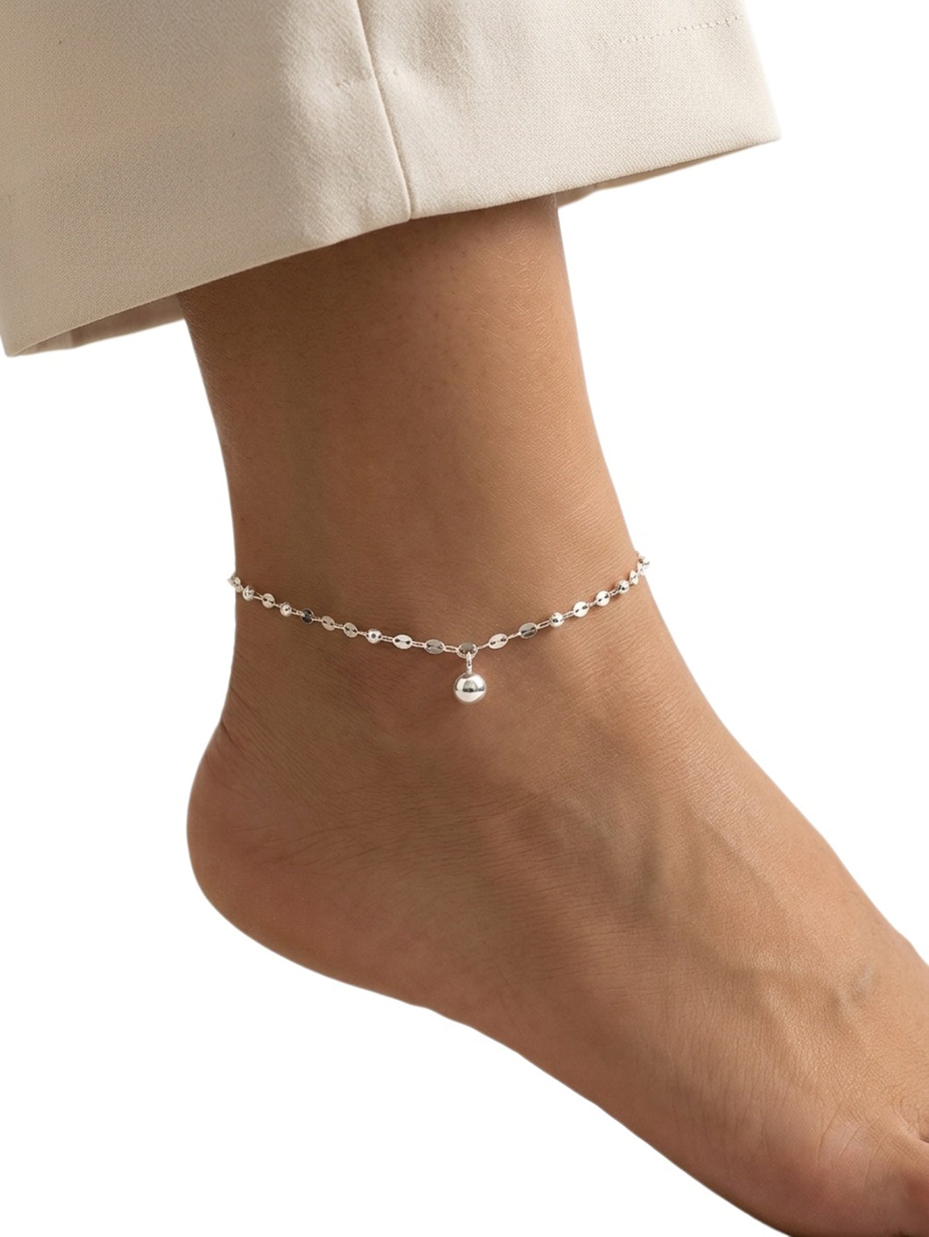 Silver-Tone Bead Anklet with stainless steel details | JL7424-01 | image 2