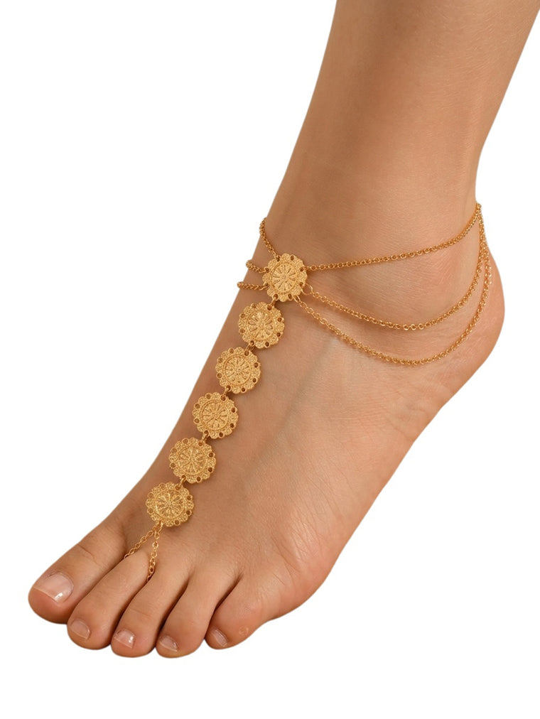 Gold-Tone Coin Toe Anklet with zinc alloy details | JL7336-01 | image 2
