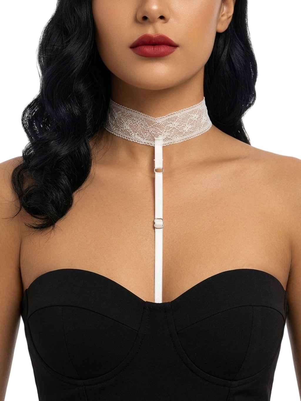 White Lace Garter Body Chain with polyester straps | BCN0755-01 | image 2