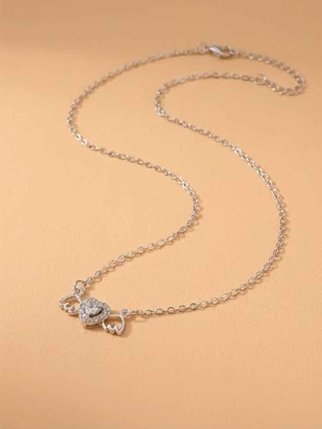 Silver-Tone Cupid Heart Necklace with zinc-alloy hardware | NA585-03 | image 2