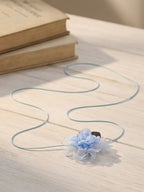 Blue Flower Cord Necklace with polyester fabric | NA798-02 | image 2