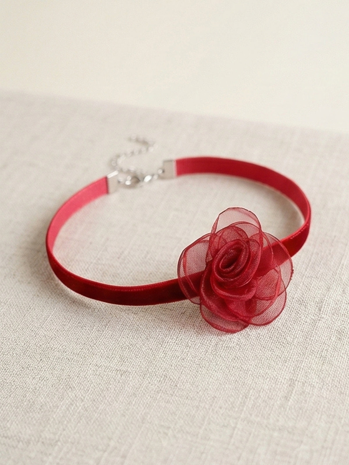 Red Velvet Flower Choker with polyester fabric | NA876-03 | image 2