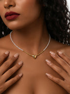 White Crystal Heart Necklace with zinc-alloy hardware | NA493-01 | image 2