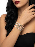 White braided three-piece bracelet set with adjustable pull cords | BRA518-01 | image 2